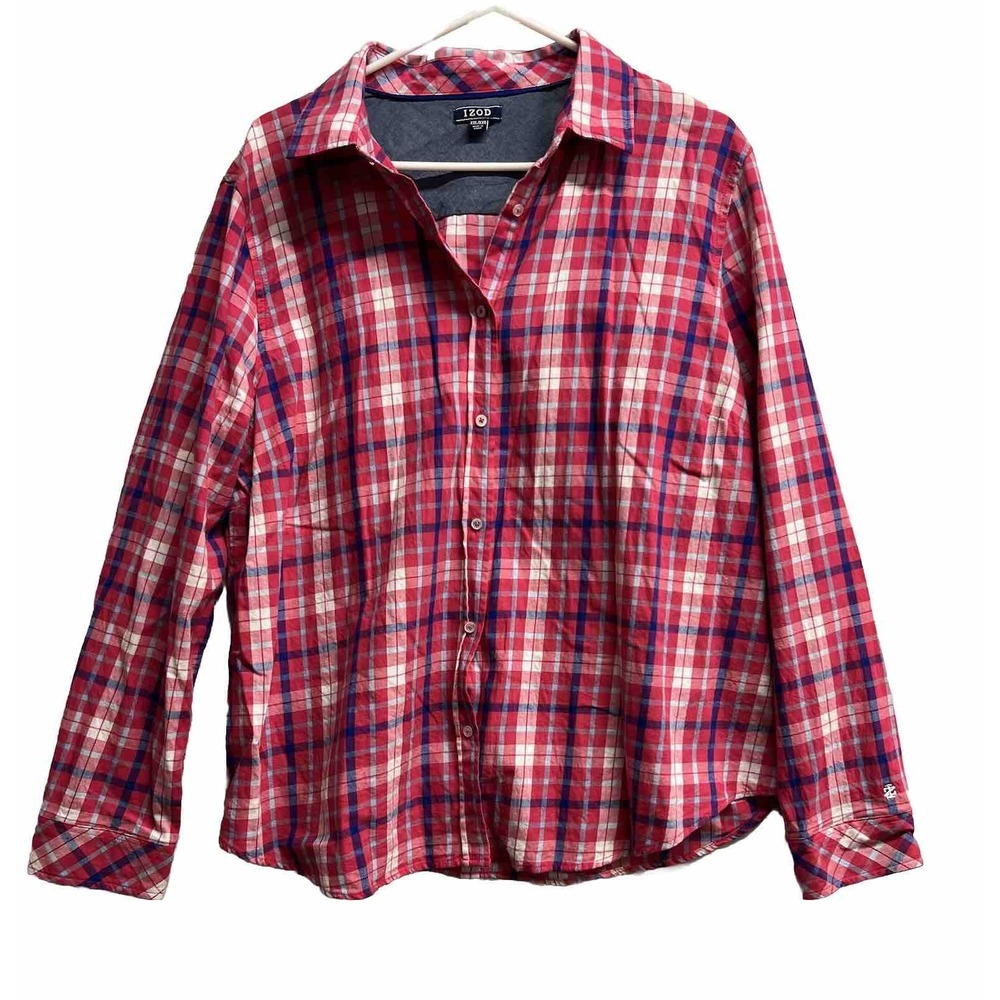 IZOD Shirt Top Sz 2X Button Up PINK